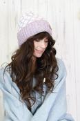 Diamond knit beanie (Pink ) image