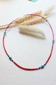 Red and turquoise beaded necklace image