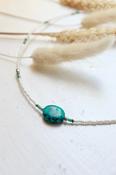 Turquoise stone and white beaded necklace image