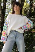 Colourful crochet sleeve jumper