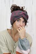 Chevron knit bow headband (Teal and fuschia) image