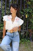 Floral cross stitch blouse