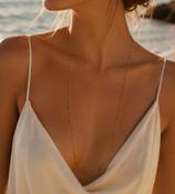 Long Gold bead link necklace image