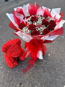 12 large roses with teddy