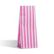 Bright Pink Stripe Pick n Mix Paper Bags - Candy Bags