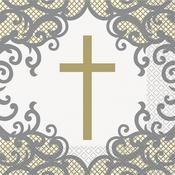 Gold Cross Luncheon Napkins 16ct - Napkins