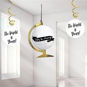 Graduation Globe &amp; Swirls Hanging Decoration | Party Decorations image