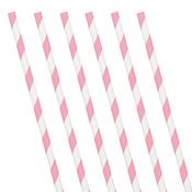Soft Pink Stripe Paper Straws (24 Pack)| Party Accessories