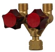 Double Outlet 3/89 BSP LH-Y Piece with Valves - packet of 1 - Wholesale Welding Supplies