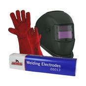 Light Reactive Welding Helmet with Gloves &amp; Electrodes - Wholesale Welding Supplies