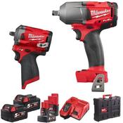 Milwaukee M18FPP2AE-564P Fuel Twin Kit 1/2" Wrench &amp; 3/8" Stubby Wrench(2x5Ah 1x2Ah,1x6Ah) - Wholesale Welding Supplies image