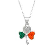 SHAMROCK PENDANT WITH TRICOLOUR STONES image