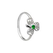 CELTIC SHAMROCK RING WITH GREEN CZ image