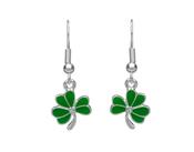 SILVER PLATE GREEN SHAMROCK EARRINGS