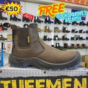 TUFFMEN / BUFFALO WAXY DEALER SAFETY BOOT + FREE Socks Gloves Fibre Cloth