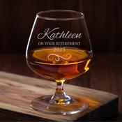 Personalised Eternity Crystal Brandy Glass for Retirement - TIPPERARY CRYSTAL - On Your Retirement