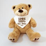 Personalised Baby Bib with Teddy Bear - Baby Shower - Coming Soon image