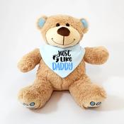 Personalised Baby Bib with Teddy Bear - Gender Reveal Boy image