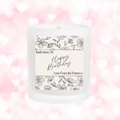 Personalised Scented Candle for Birthdays - Floral Black &amp; White