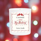Personalised Scented Candle for Birthdays - Red Bow