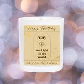Personalised Scented Candle for Birthdays - Light Up the World