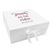 Personalised Christening Keepsake Box with Ribbon &amp; Doves