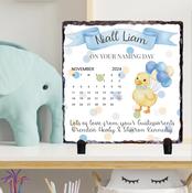 Personalised Naming Day Slate for Boys - Duck