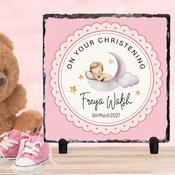 Personalised Christening Slate for Girls - Moon