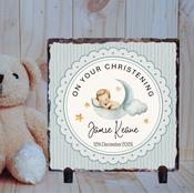 Personalised Christening Slate for Boys - Moon