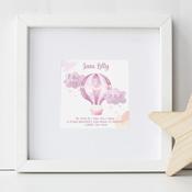 Personalised Baby Frame for Girls - Hot Air Balloon