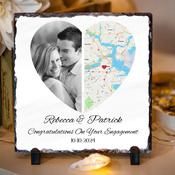 Personalised Engagement Slate for Couple with Photo &amp; Map