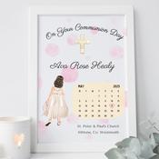 Personalised Communion Girl Framed Print - Special Date