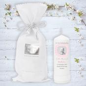 Personalised Christening Candle - Upload Your Own Image - Pink, Blue &amp; Neutral Colours