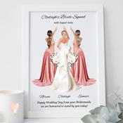 Personalised Framed Print of Bridal Party with Dresses - 2 to 3 Bridesmaids image