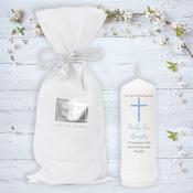 Personalised Christening Candle for Boys - Peaceful Cross