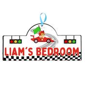Personalised Door Name Plaque for Boys - Racecar