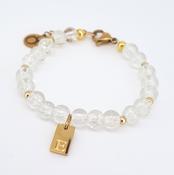 Personalised Christening Bracelet - Crackle Glass Beads &amp; Gold