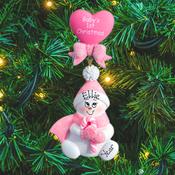 Personalised Baby's 1st Christmas Ornament - Pink Candy Cane image