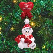 Personalised Baby's 1st Christmas Ornament - Candy Cane Red image