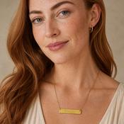 Personalised Gold Necklace - Engraved Flat Bar - Classic image
