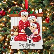 Personalised Night Before Christmas Ornament - Matching PJs Family of 3 image