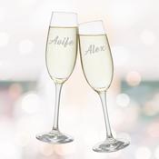 Personalised Champagne Flutes Set of 2 Fine Glass in WowWee Gift Box