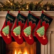Personalised Velvet Christmas Stocking - Luxurious Tree and Gifts image