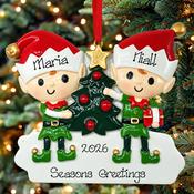 Personalised Christmas Ornament - Happy Elves Couple image