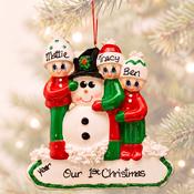 Personalised Christmas Ornament - Making a Snowman Family 3 image