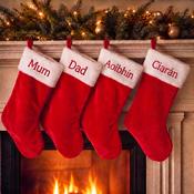 Personalised Traditional Red &amp; White Plush Fur Stocking image