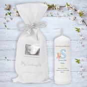 Personalised Naming Day Candle for Boys - Initial with Teddy
