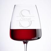 Personalised Red Fine Wine Glass for Women - Initial &amp; Name image