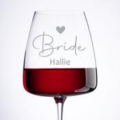 Personalised Red Wine Glass for Bride &amp; Bridal Party image