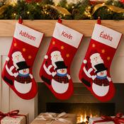 Personalised Felt Christmas Stocking - Santa &amp; Snowman image